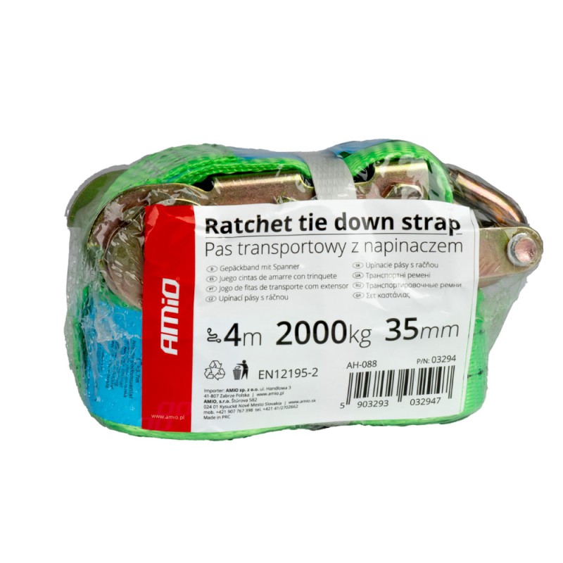 ΙΜΑΝΤΑΣ ΔΕΣΙΜΑΤΟΣ ΜΕ ΚΑΣΤΑΝΙΑ ΚΑΙ ΓΑΝΤΖΟΥΣ 3.5cm x 4m 2000kg ΠΡΑΣΙΝΟ ΑΜΙΟ - 1 τεμ.