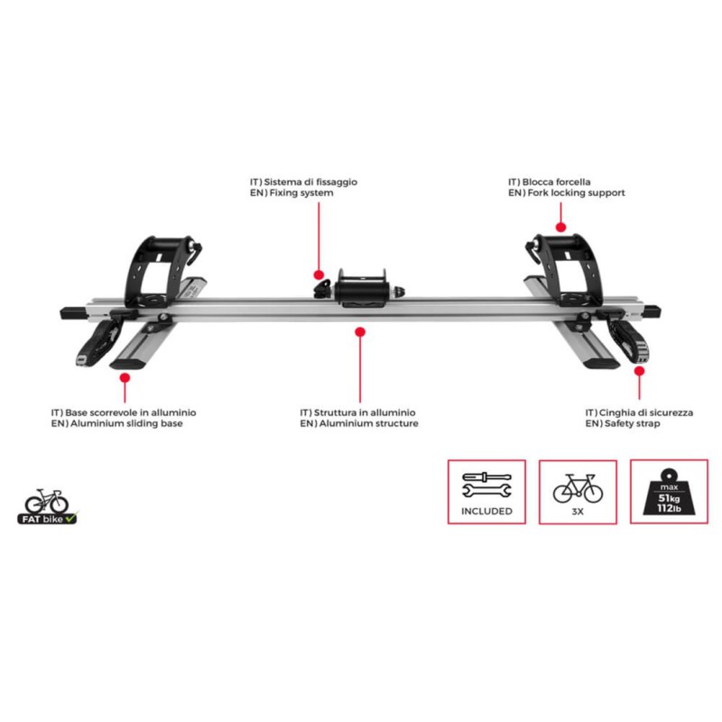 ΒΑΣΗ ΠΟΔΗΛΑΤΟΥ ΚΑΜΠΙΝΑΣ/ΚΑΡΟΤΣΑΣ TRUCK BED PRO TOUR (ΠΡΩΗΝ PRO TOUR INDOOR) ΓΙΑ 3 ΠΟΔΗΛΑΤΑ Η FAT BIKE MENABO