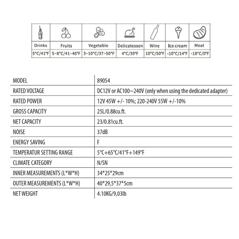 ΨΥΓΕΙΟ ΑΥΤΟΚΙΝΗΤΟΥ 12V/220V  25LT ΘΕΡΜΟΗΛΕΚΤΡΙΚΟ (ΖΕΣΤΟ /ΚΡΥΟ) 40x37,5cm ΓΚΡΙ/ΛΕΥΚΟ  FT-25 LAMPA - 1 TEM.