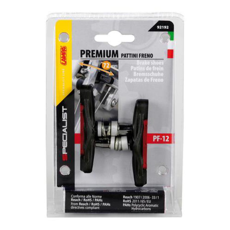 ΤΑΚΑΚΙΑ ΦΡΕΝΩΝ ΠΟΔΗΛΑΤΟΥ (CITY/MTB BIKE) PREMIUM 72mm PF-12 ΜΑΥΡΟ/ΚΟΚΚΙΝΟ 2ΤΕΜ.