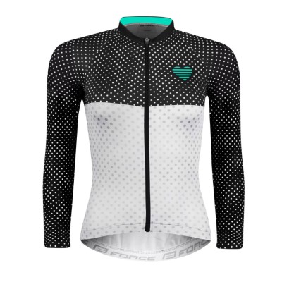 Μακρυμάνικο Force POINTS LADY, μαύρο-λευκό-τυρκουάζ Medium