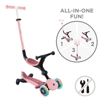 Globber Scooter Foldable Go.Up Active Lights 360 Pastel Pink