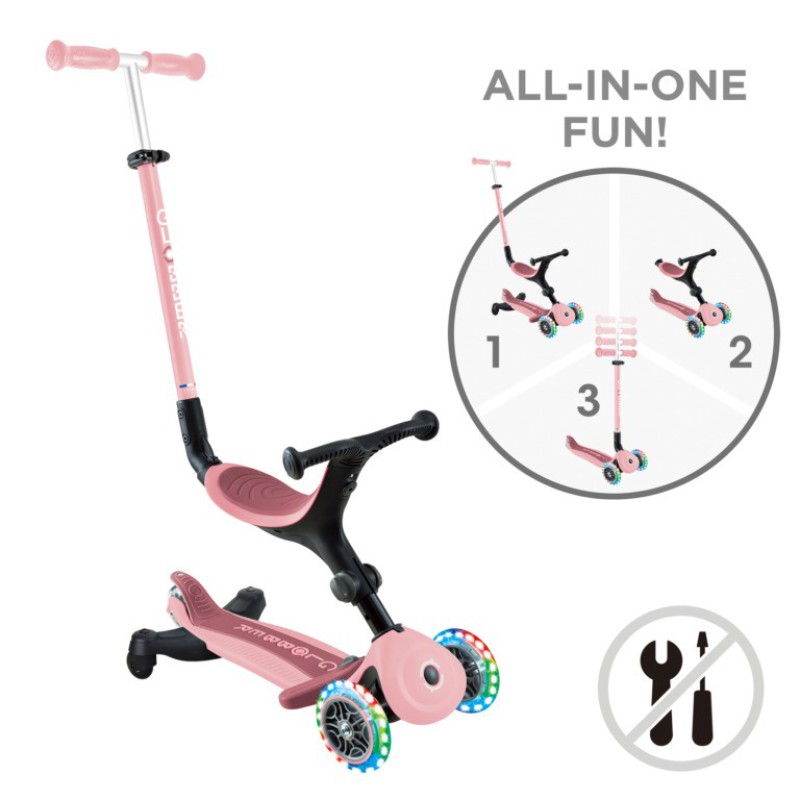 Globber Scooter Foldable Go.Up Active Lights 360 Pastel Pink